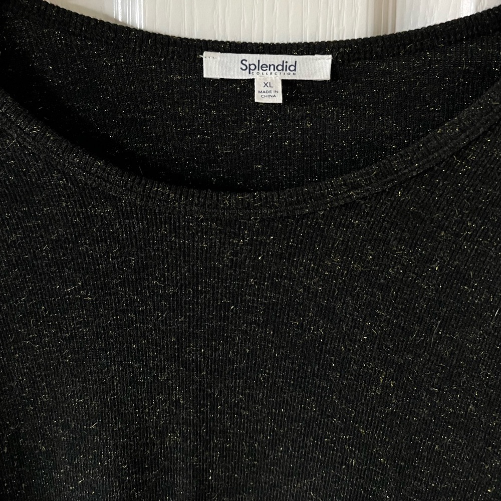 Splendid 🖤✨ black ribbed longsleeve crewneck with a subtle shimmer, XL